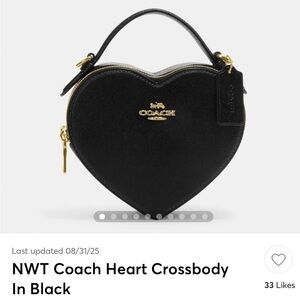 Coach Heart-Shaped Crossbody Bag in Black with Gold Hardware